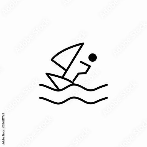 windsurfing sport waves icon sign vector