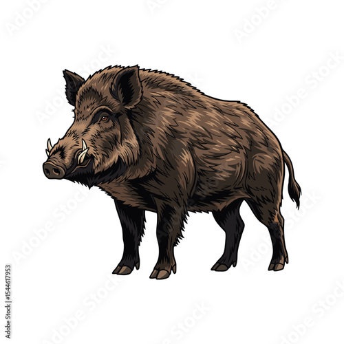 wild boar vector illustration on white background