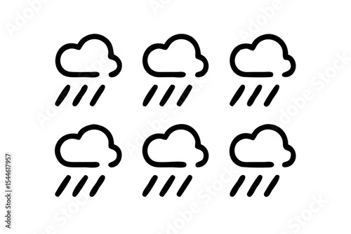 Rain icon set, line art and outline vector icon