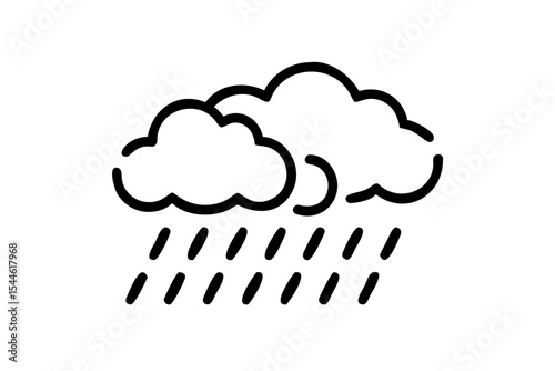 Rain icon set, line art and outline vector icon