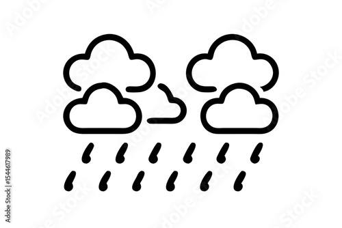 Rain icon set, line art and outline vector icon
