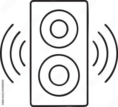 Speaker Icon with Sound Waves Emanating Representing Audio Music or Sound System in a Minimalist Style