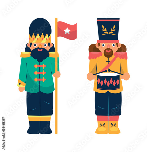 Hand drawn flat nutcrackers collection