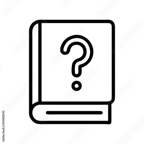 Question Mark Book Minimal Outline Icon – Help, Knowledge, and Information Symbol

