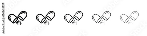 Open Capsule Pill icon filled flat sign concept for web design.