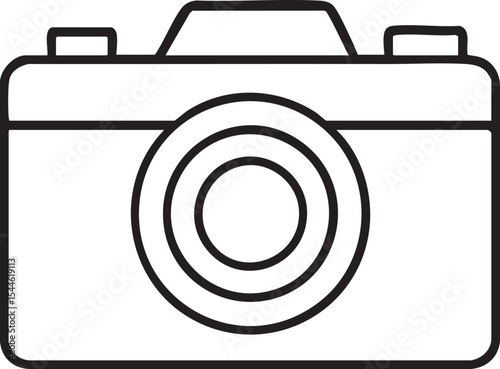 Simple Camera Outline Icon Black and White Illustration of a Classic Photography Device for Creative Projects