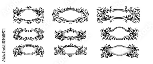 set of decorative frames on white background. 