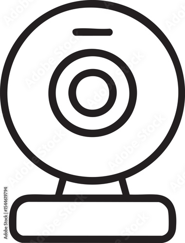 Simple Black and White Webcam Icon with a Circular Lens and Rectangular Base Design minimalist black