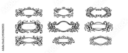 vector set of decorative elements on white background. 
