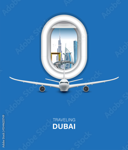 Explore dubai. travel and tours illustrations vector background. travel around the world.tourism poster road trip holiday vacation