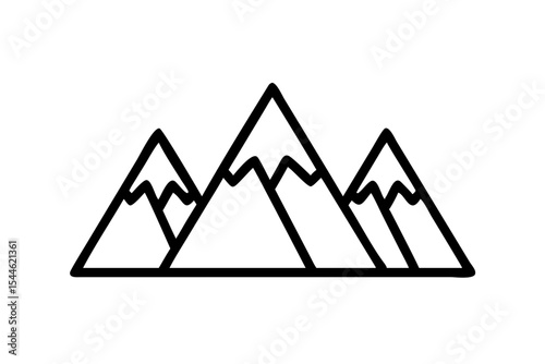Mountain icon set, line art and outline vector icon