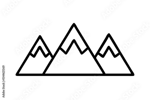 Mountain icon set, line art and outline vector icon