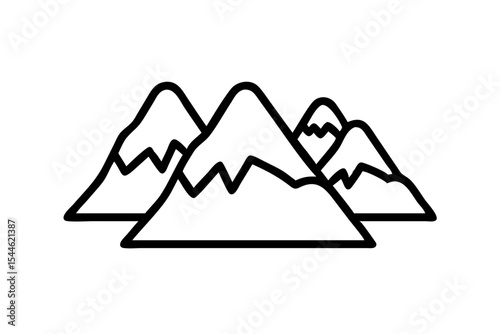 Mountain icon set, line art and outline vector icon
