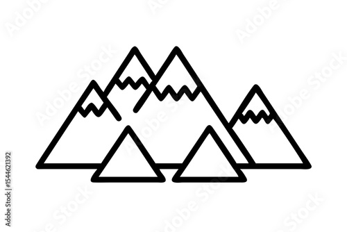 Mountain icon set, line art and outline vector icon