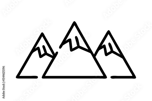 Mountain icon set, line art and outline vector icon