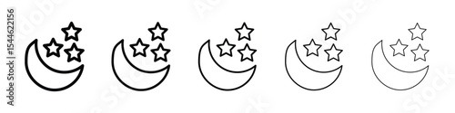 Moon stars icon filled flat sign concept for web design.