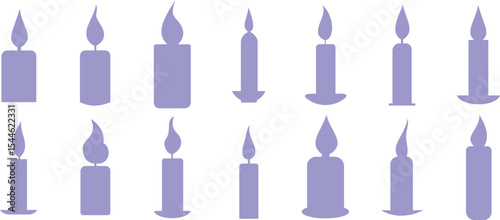Collection of Lavender Candles, Various Shapes and Sizes