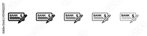 Money check icon filled flat sign concept for web design.