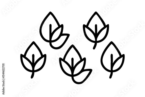 Leaf icon set, line art and outline vector icon