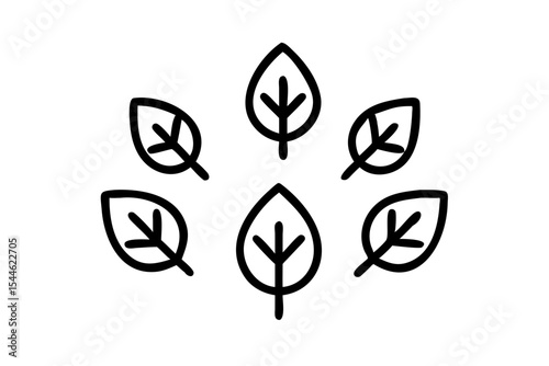 Leaf icon set, line art and outline vector icon