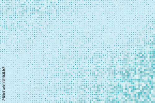 Abstract blue mosaic background made of small square tiles with pixelated gradient transition. Clean geometric pattern, perfect for digital, web, tech or minimalist design.