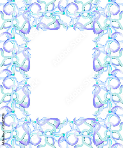 Abstract frame with curved linear composition of colorful intertwined neon lines. Vecto