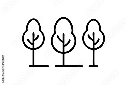 Tree icon set, line art and outline vector icon