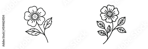 Simple floral sketches featuring delicate flowers and leaves arranged on a plain background