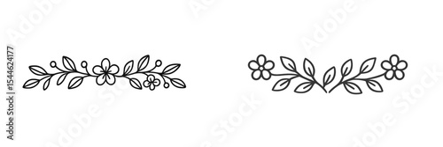 Floral border designs with leaves and flowers for digital art or crafts