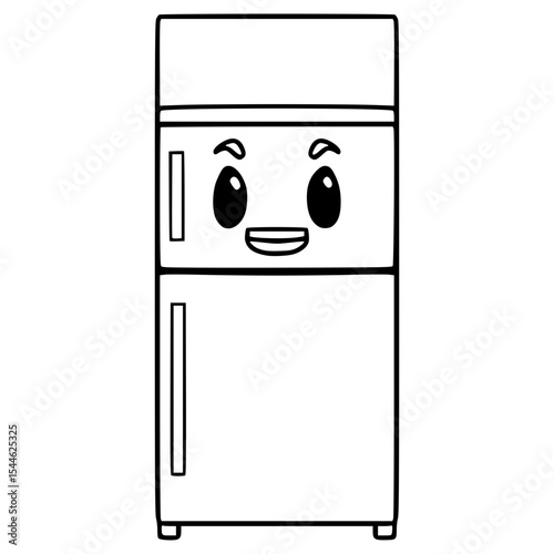 refrigerator character illustration hand drawn outline vector