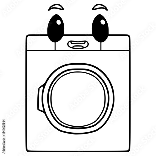 washing machine character illustration hand drawn outline vector