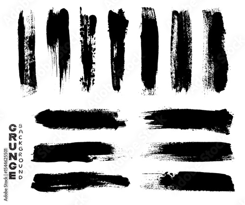 Black ink brush stroke set
