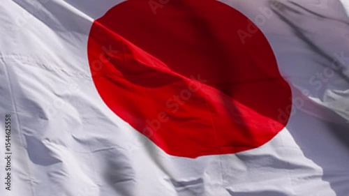 Flying Japanese Flag Animation, High Resolution Japan Flag Loop on Black Background