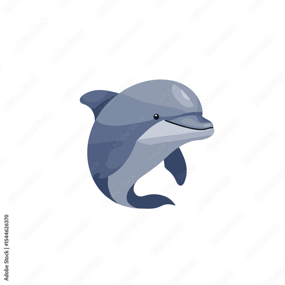 Obraz premium Stylized Gray Dolphin with Sleek Lines and a Gentle Smile Illustration.