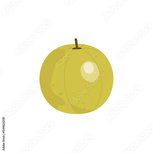 Single Ripe Yellow Indian Gooseberry Illustration.