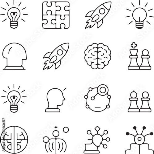 Restaurant Food and Dining Line Art Icons Set