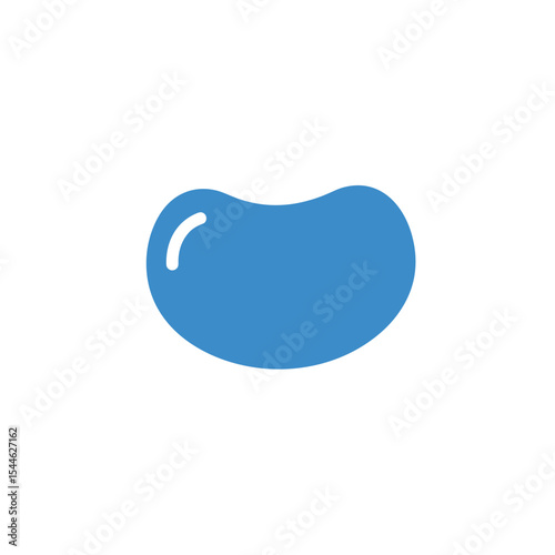 Isolated Blue Jelly Bean Candy with Glossy Highlight Simple Sweet Treat.