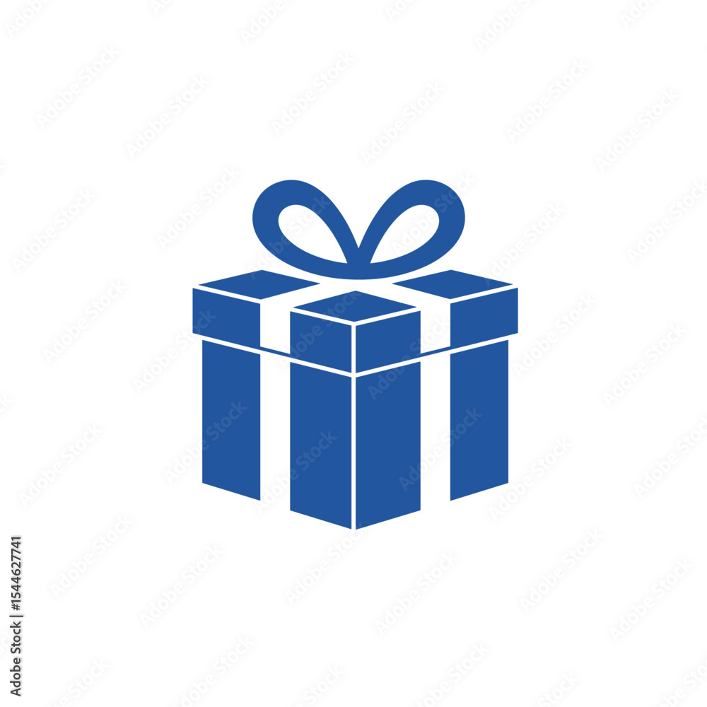 Obraz premium Isometric Blue Gift Box with Simple Bow.