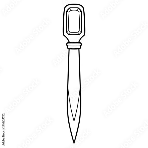 letter opener illustration hand drawn outline vector