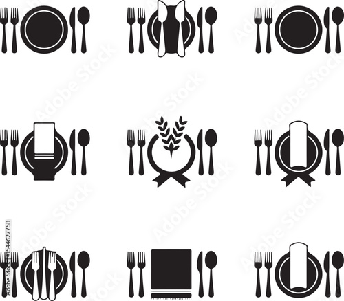 Restaurant Food and Dining Line Art Icons Set