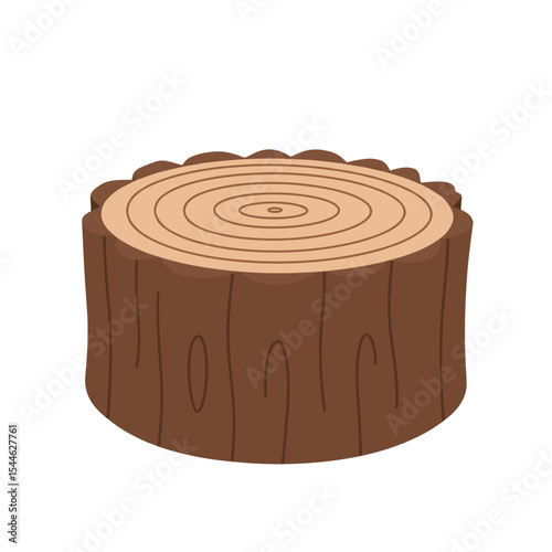 Detailed Illustration of a Tree Stump with Visible Growth Rings.