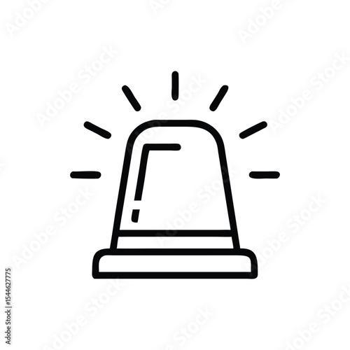 "Simple Line Icon of a Flashing Emergency Siren with Light Rays"