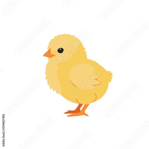 Fluffy Yellow Chickling Side Profile Illustration.