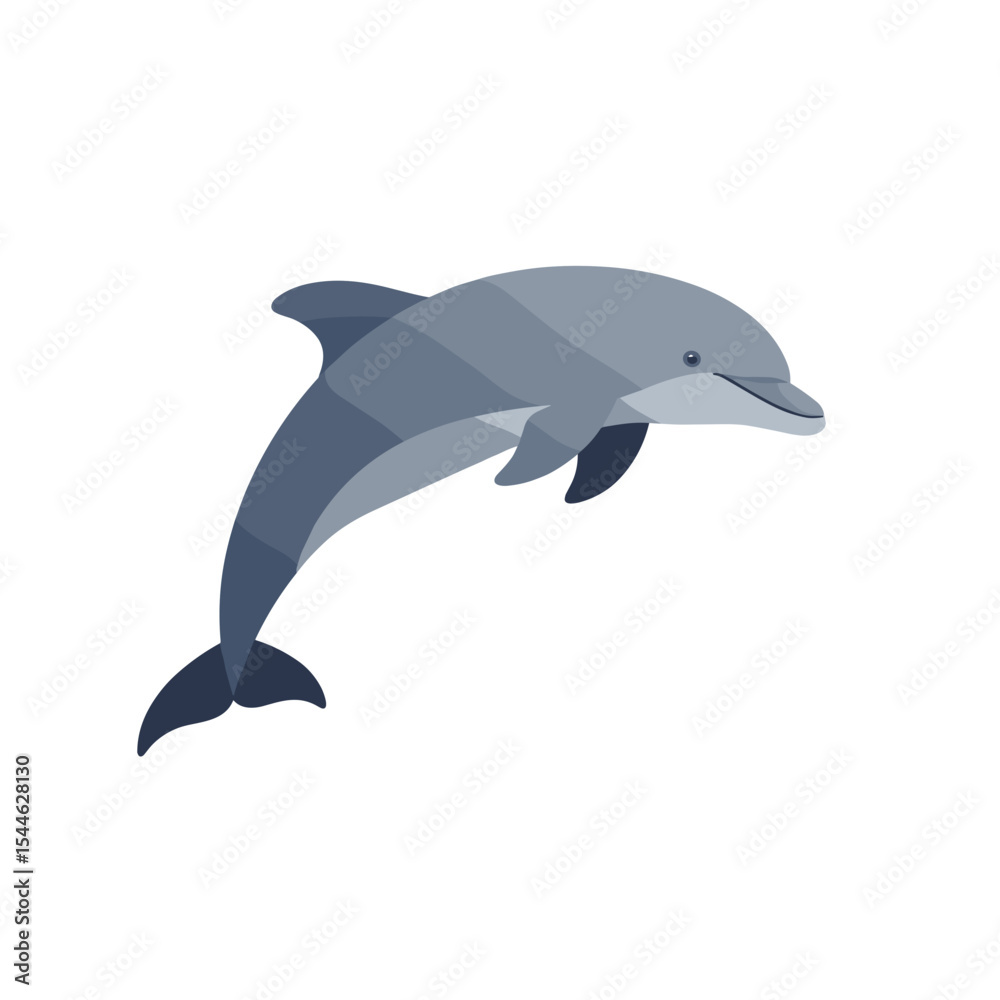 Fototapeta premium Playful Dolphin Leaping Upward with Geometric Flat Design Style.