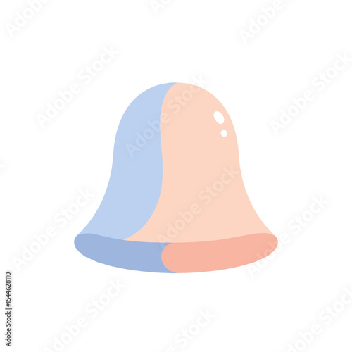 Stylized Bell Shape with Pastel Blue and Peach Color Blocking Design.