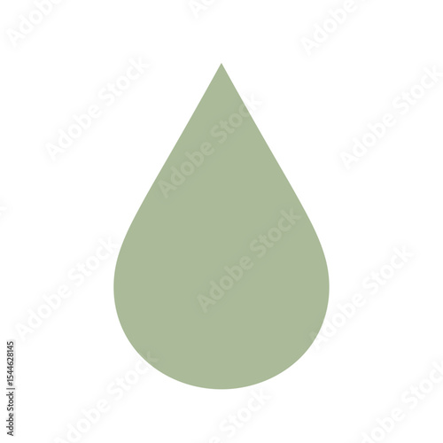 Simple muted green water drop graphic design element.