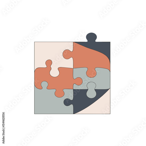 Four-Piece Puzzle Design with Soft Color Palette.