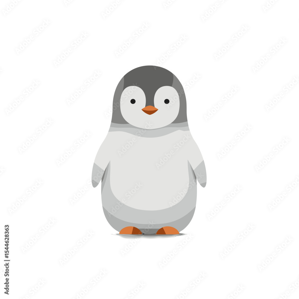Fototapeta premium Adorable Cartoon Penguin Illustration: Front View.
