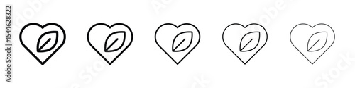 Leaf heart icon filled flat sign concept for web design.