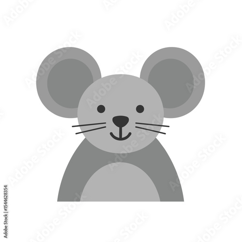 Stylized Gray Mouse with Circular Ears and Simple Facial Features.